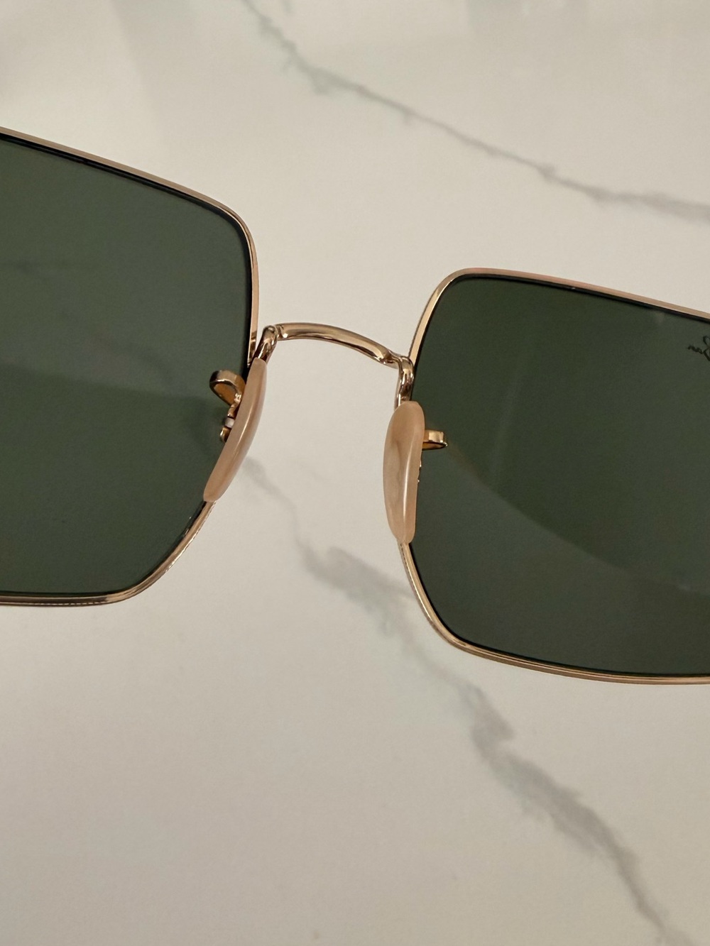 Ray-Ban Stylish Square Gold Frame Sunglasses with Dark Lenses - Picture 4 of 8